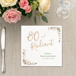 Serviette En Papier Radiant Eighty Champagne Sage Aquarelle Anniversai