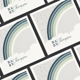 Serviette En Papier Rainbow Baby shower Garçon Vert bleu