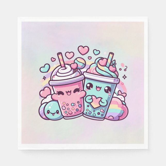 Serviette En Papier Rainbow Boba Napkins (Devant)