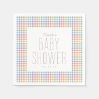 Rainbow en vichy plaid mignon baby shower pastel