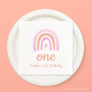 Serviette En Papier Rainbow Girl's first Birthday Party Napkins