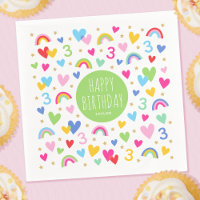 Rainbow Hearts 3e anniversaire Nom de la fête Vert