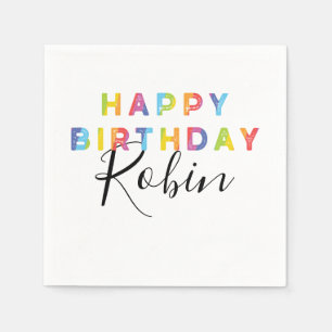 Serviette En Papier Rainbow Letters joyeuse fête de papier d'anniversa