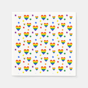 Serviette En Papier Rainbow LGBT Coeurs et Fleurs colorées Motif