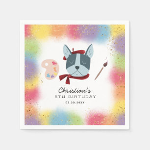 Serviette En Papier Rainbow Painting Party Chien chiot Anniversaire