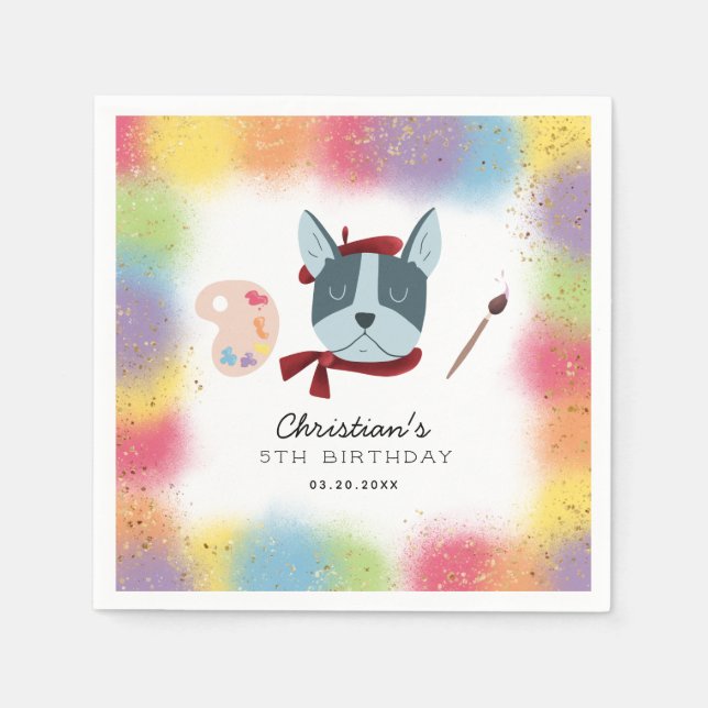 Serviette En Papier Rainbow Painting Party Chien chiot Anniversaire (Devant)