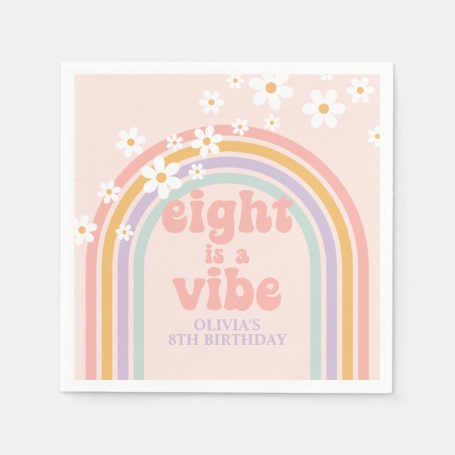 Serviette En Papier Rainbow Pastel Eight est un Vibe 8e anniversaire (Devant)