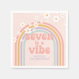 Serviette En Papier Rainbow Pastel Seven est un Vibe 7e anniversaire