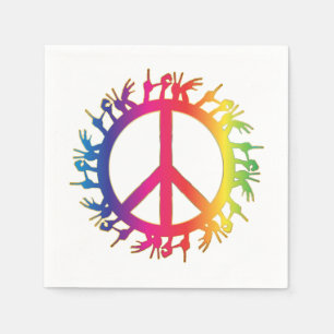 Serviette En Papier Rainbow Peace Sign Napkins Six sixties hippie part