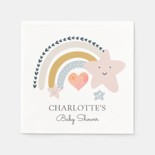 Serviette En Papier Rainbow Pink Heart Girl Baby shower