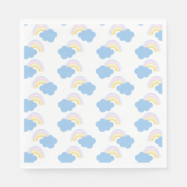 Serviette En Papier Rainbow Summer Nuages Pastel Scribble Doodle (Devant)