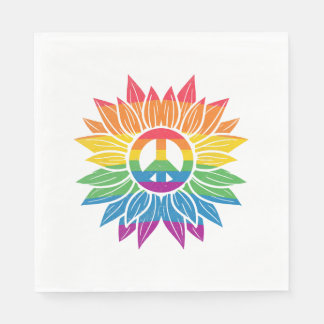 Serviette En Papier Rainbow Sunflower Love Is Love LGBT Gay Lesbian