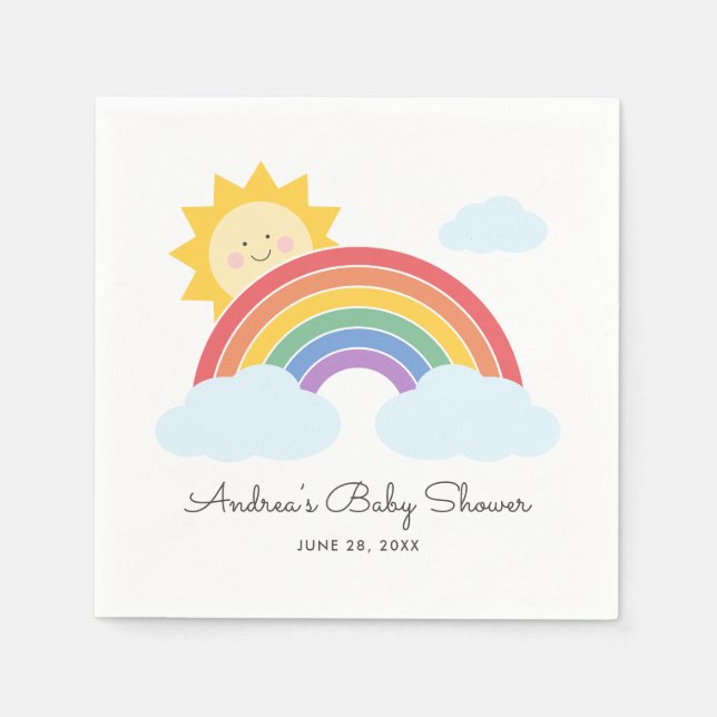 Serviette En Papier Rainbow Sunshine Baby shower ou anniversaire (Devant)