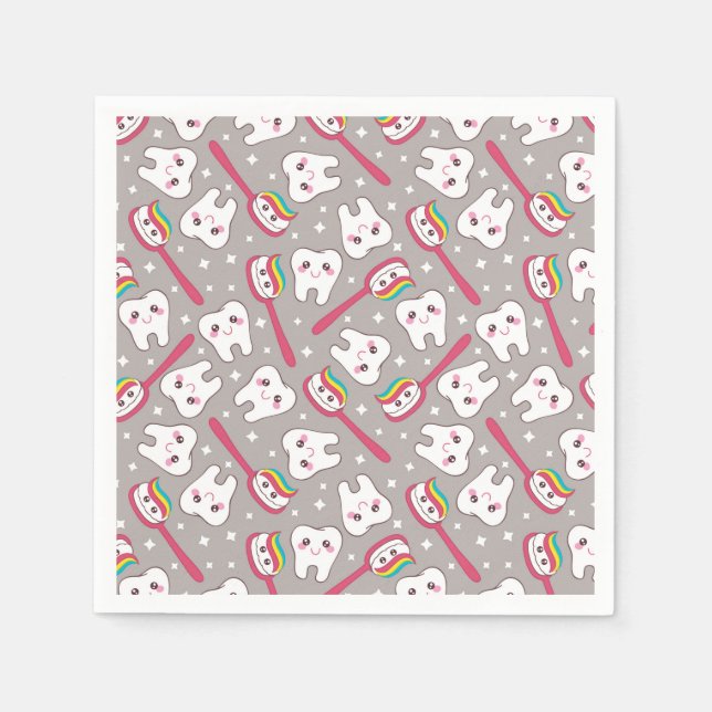 Serviette En Papier Rainbow Teeth Motif (Devant)