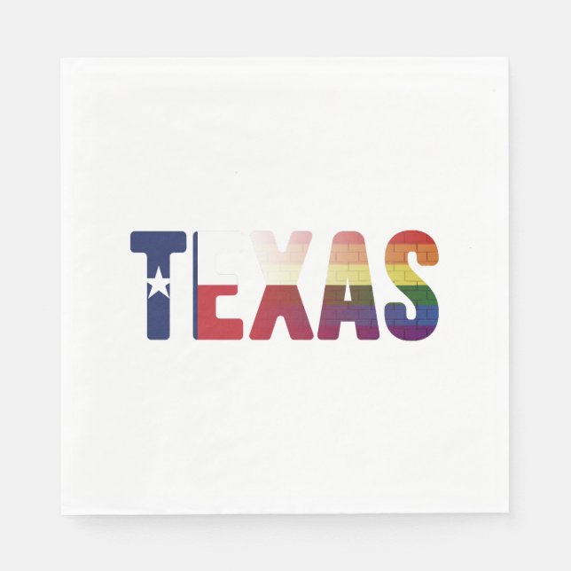 Serviette En Papier Rainbow Texas Flag Design pour LGBT Texan fier (Devant)