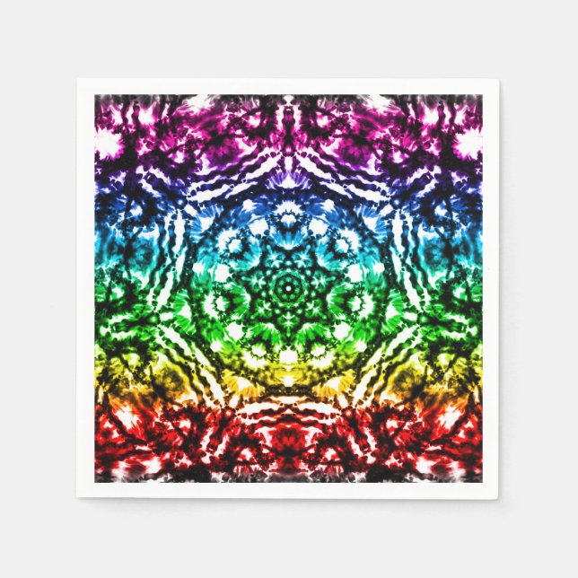 Serviette En Papier Rainbow Tie Dye Mandala Star Anniversaire (Devant)