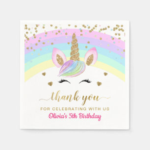 Serviette En Papier Rainbow Unicorn Gold Parties scintillant Girl Birt