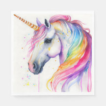Rainbow Unicorn Party Plaque Aquarelle Design