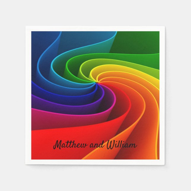 Serviette En Papier Rainbow Wedding Réception Cocktail Napkin (Devant)