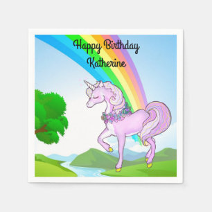 Serviette En Papier Rainbows & Unicorns Fête d'anniversaire de la fill