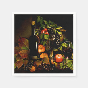 Serviette En Papier Raisins, vins et pommes
