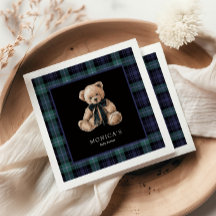 Ralph Teddy Bear Navy Green Carreaux de bébé