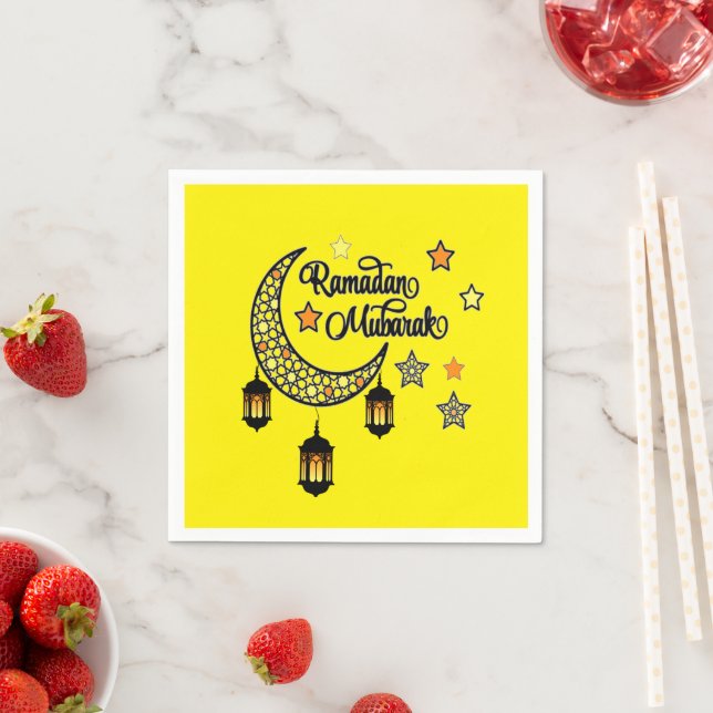 Serviette En Papier Ramadan Moubarak lanterne du croissant Kareem (En situation)