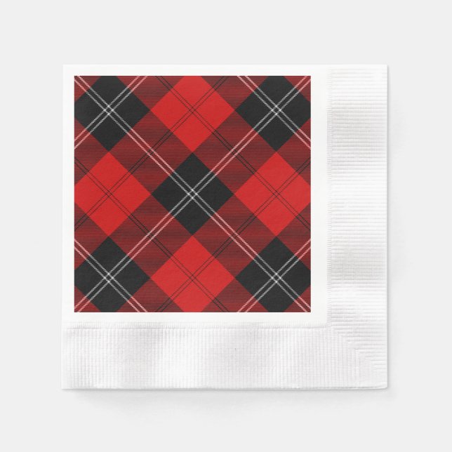 Serviette En Papier Ramsay tartan rouge noir plaid (Devant)