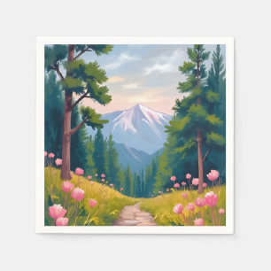 Serviette En Papier Randonnée en montagne   Paysage floral de la natur