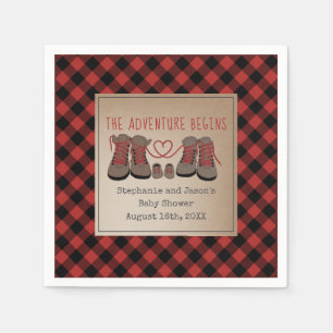 Serviette En Papier Randonnées Boots Buffalo Plaid Adventure Baby show