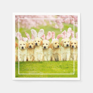 Serviette En Papier Rangée de lapins chiots