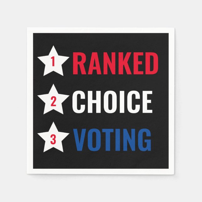 Serviette En Papier Ranked Choice Voting RCV party cocktails serviette (Devant)