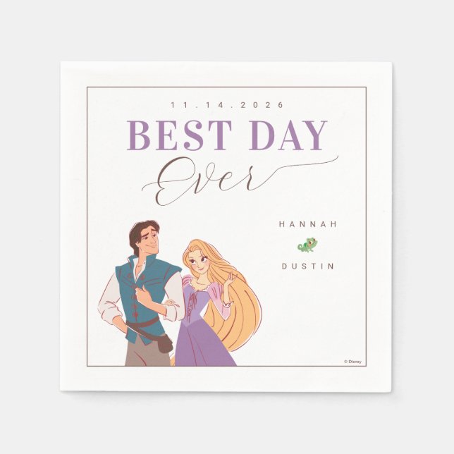 Serviette En Papier Rapunzel & Flynn Rider Meilleur Jour Jamais Mariag (Devant)