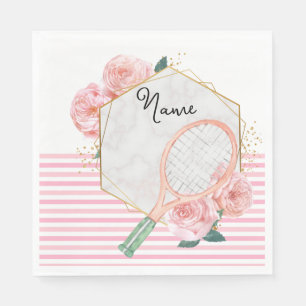 Serviette En Papier Raquette de tennis avec fleur pour Joueuse