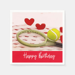 Serviette En Papier Raquette de tennis Joyeux anniversaire avec AMOUR
