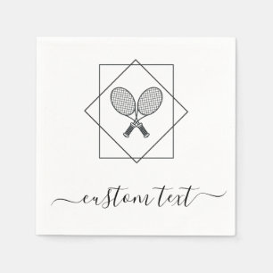 Serviette En Papier Raquettes de tennis géométriques Vintage noir noir
