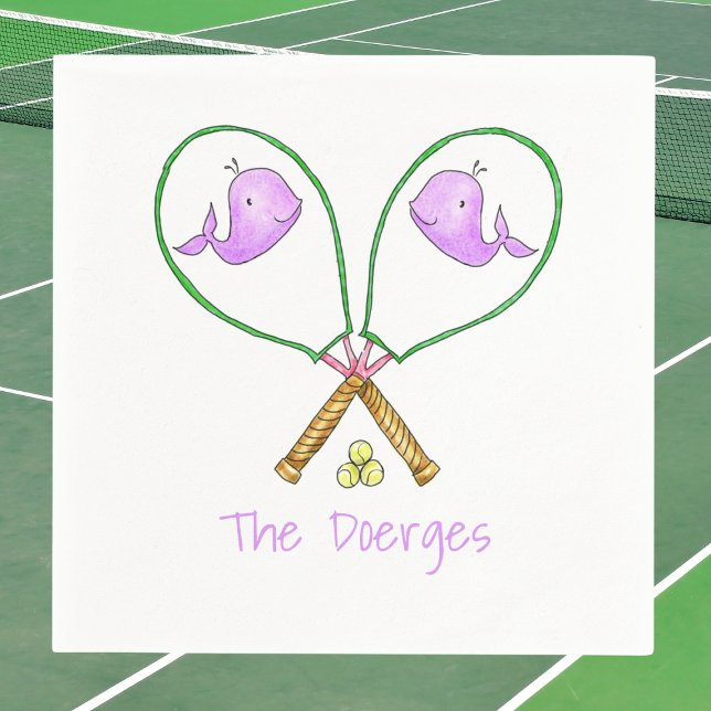 Serviette En Papier Raquettes de tennis rose Preppy avec couvertures b (Créateur téléchargé)