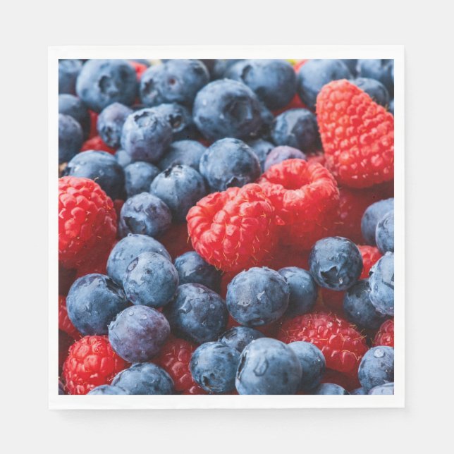 Serviette En Papier Raspberries et Blueberries (Devant)