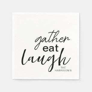 Serviette En Papier Rassemblement Manger Rire Personnalisé