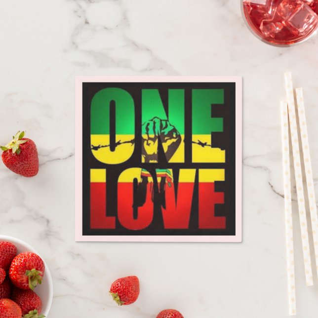 Serviette En Papier Rasta One Love T-Shirt Carte Postale Café Mug (En situation)