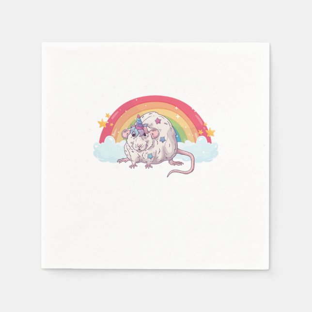 Serviette En Papier Rat Mouse Unicorne Rainbow Rodent Mice Animal Anim (Devant)