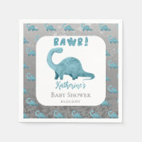 Rawr Turquoise Blue Dinosaur Baby shower garçon