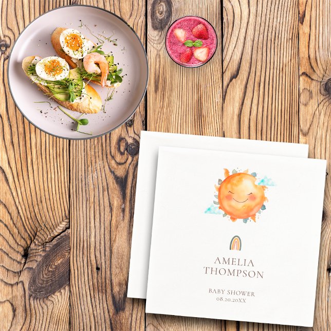 Serviette En Papier Ray Of Sunshine Rainbow Welcome Baby shower Boho (Créateur téléchargé)