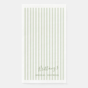 Serviette en papier rayée vert sauge