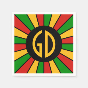 Serviette En Papier RAYONS DE BOUTON DE DRAPEAU DE RASTAFARI + votre