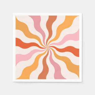 Serviette En Papier Rayons solaires ondulés de style rétro coloré