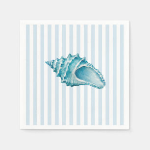 Serviette En Papier Rayure de coquillage côtier de conque nautique 