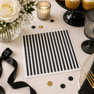 Serviette En Papier Rayure noir et blanc
