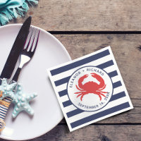 Rayures Bleues de Marine Rouge Crabe Papier