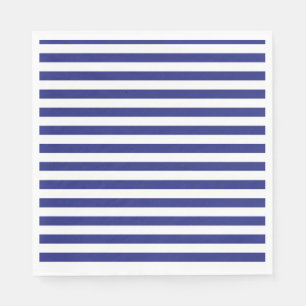 Serviette En Papier Rayures bleues et blanches